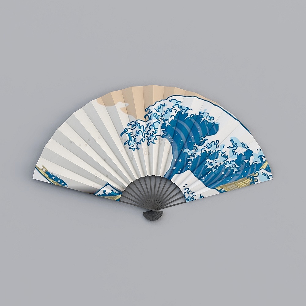 日式装饰品-折扇SU模型-www3D模型