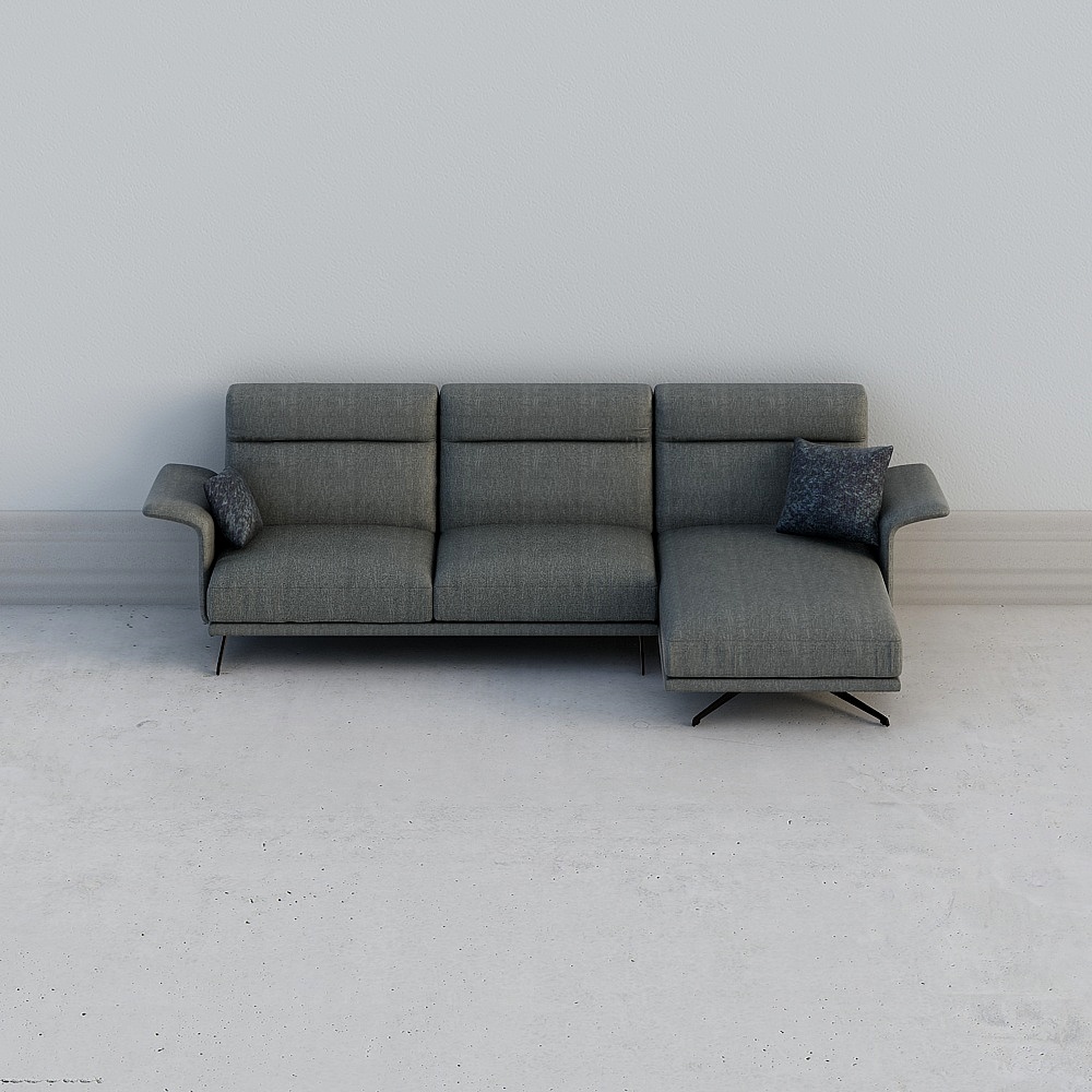 KJL模型F06深灰色转角沙发3D模型
