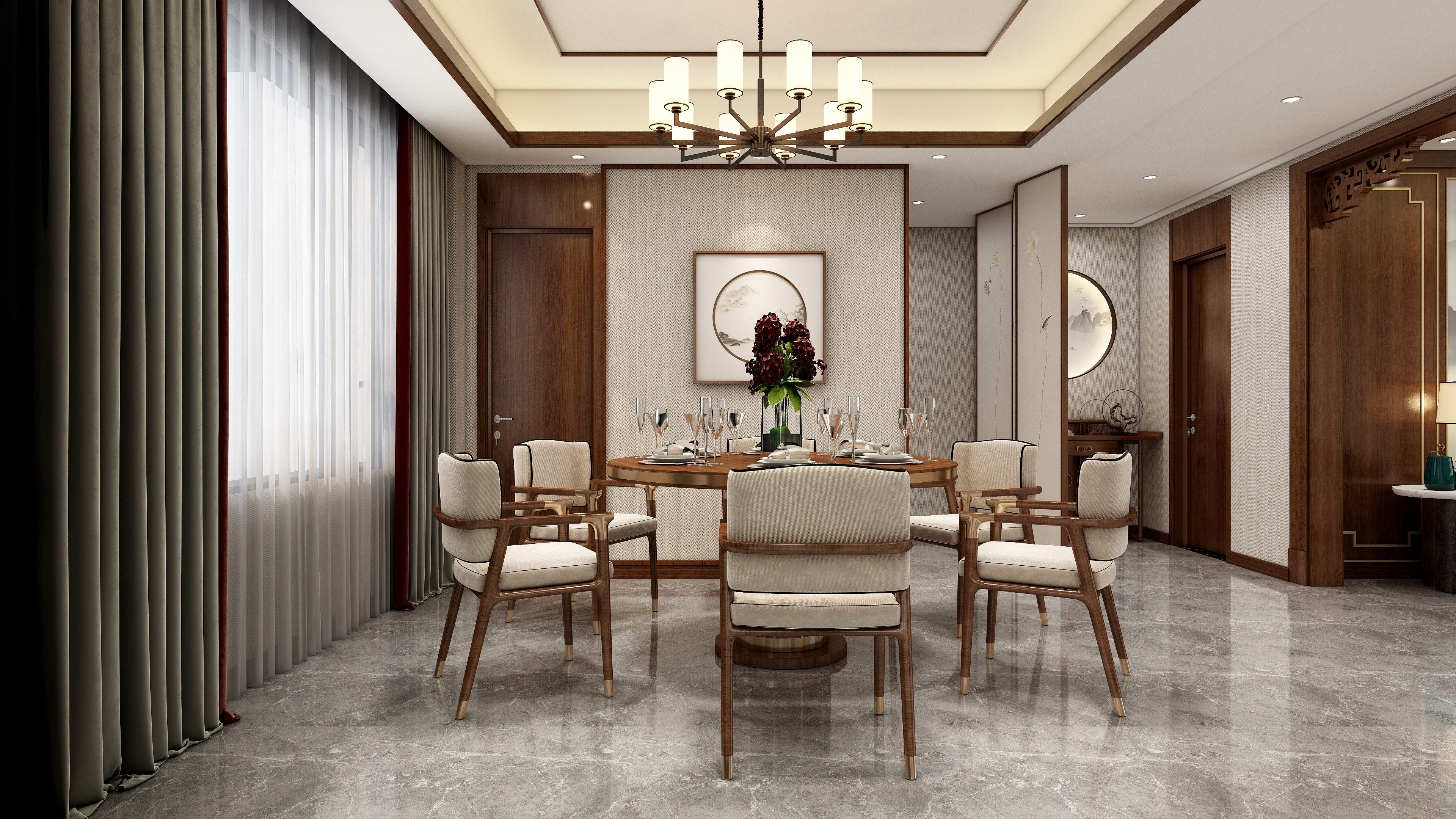 徐国瑜-新中式188平3房装修效果图