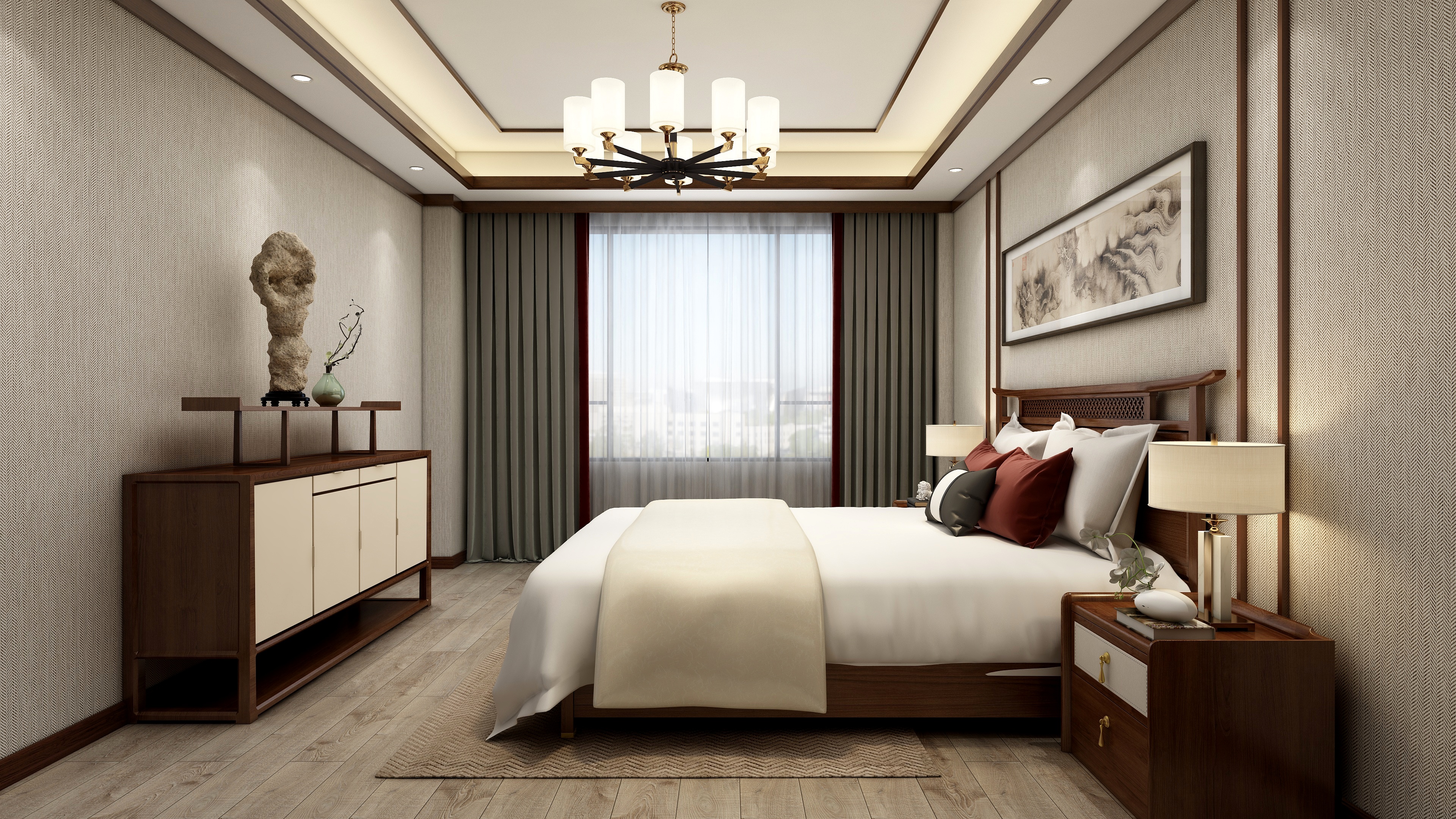 徐国瑜-新中式188平3房装修效果图