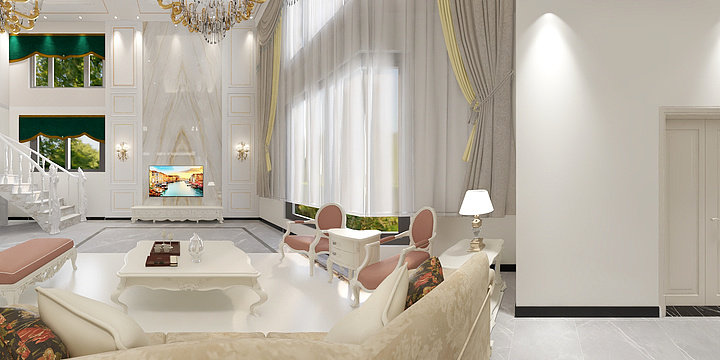 宁蒗高端标准化装修资深设计师沙健-下仁河挑空客餐厅吊顶设计-装修设计方案