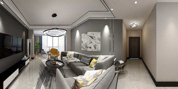 全案家装设计效果图-美达家园3-302（现代简约-黑白灰）-装修设计方案