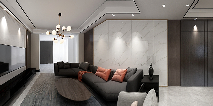 全案家装设计效果图-美达家园3-303(后现代轻奢）-装修设计方案