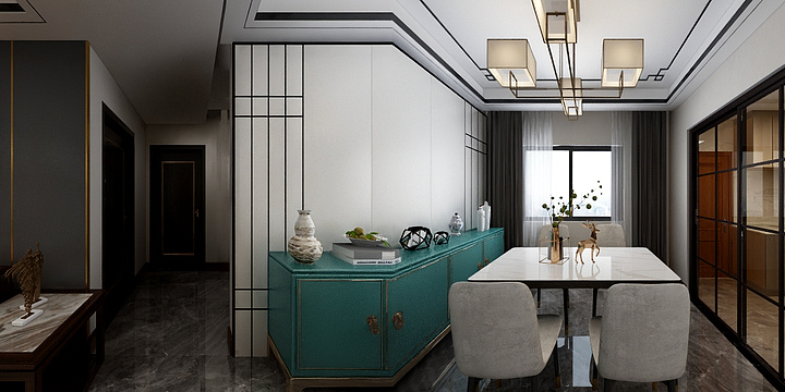 全案家装设计效果图-美达家园3-301（新中式)-装修设计方案
