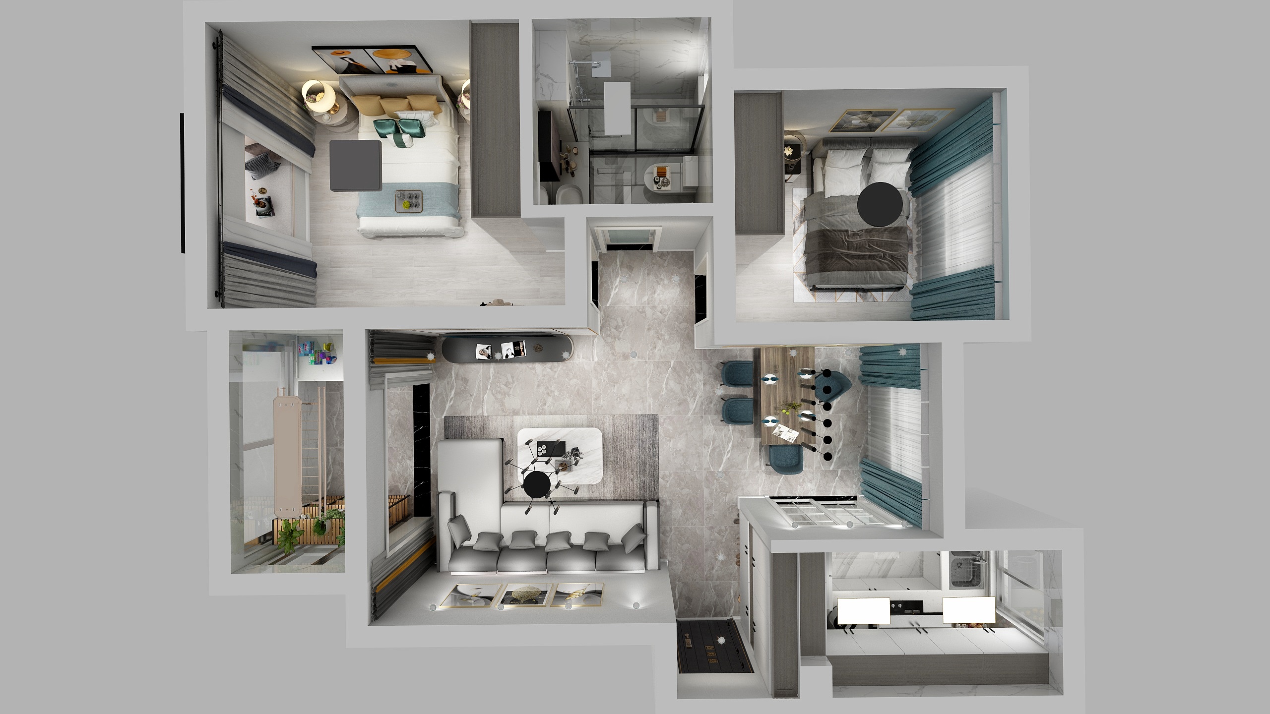 W旎-梅香苑俩房B-装修设计方案