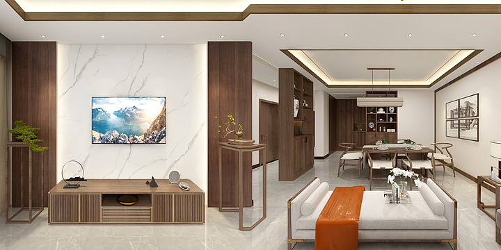 小瑞彡-胡桃木—新中式-装修设计方案