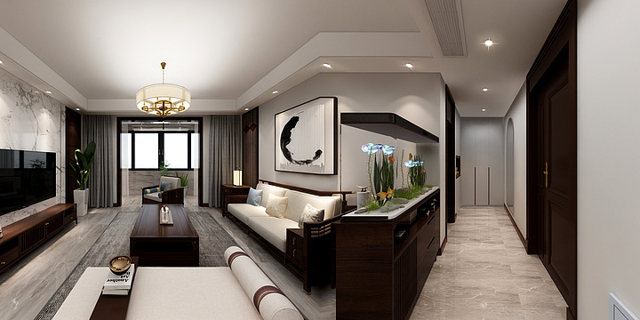 陈阳-|启迪国际城仕家福宅-新中式|-装修设计方案
