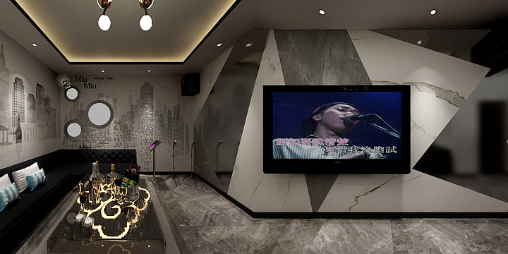 装饰设计万万-西三小包间黑白调-装修设计方案