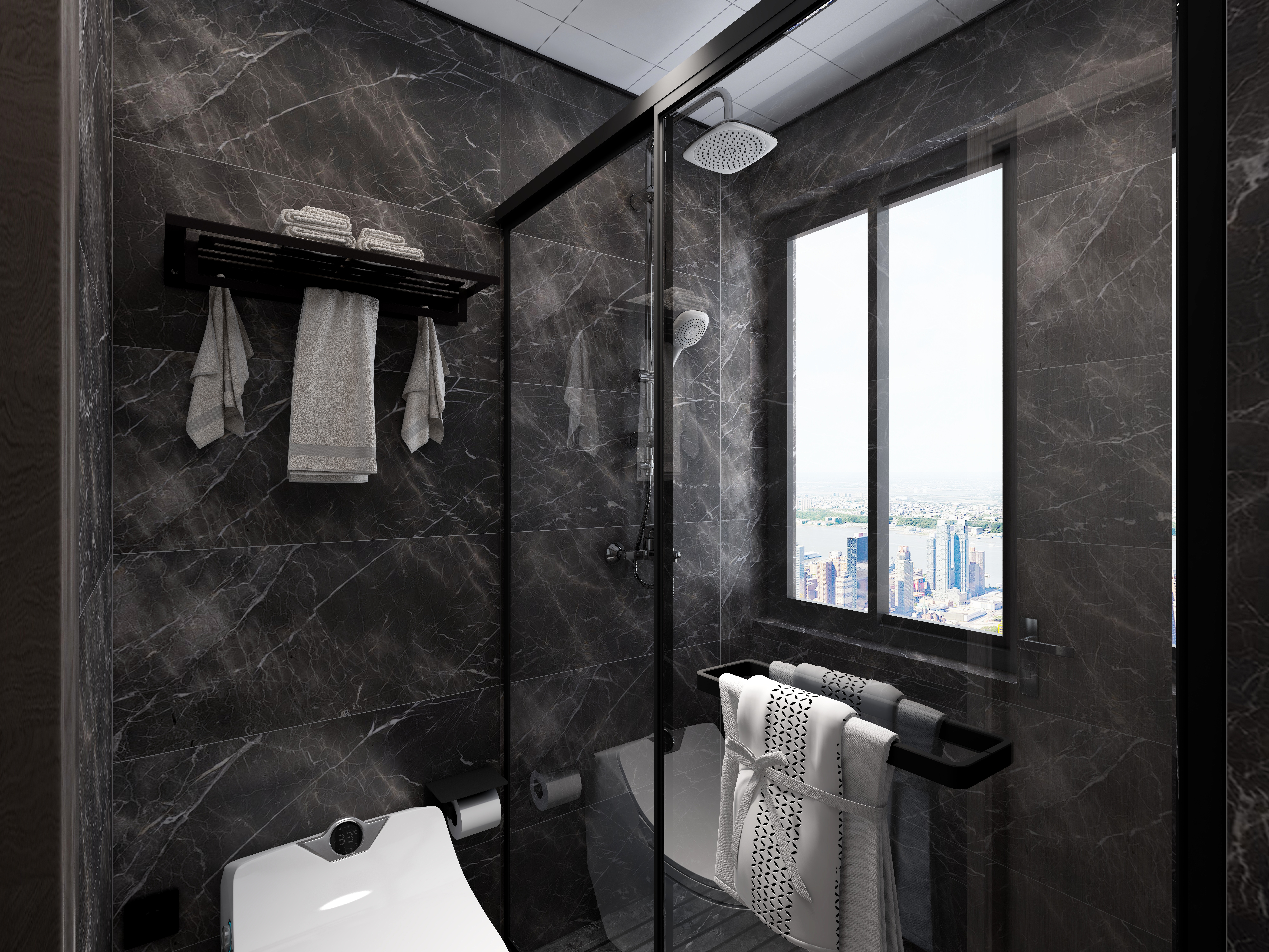 整装设计阿龙-现代（黑白灰）一层卫生间装修效果图第1张