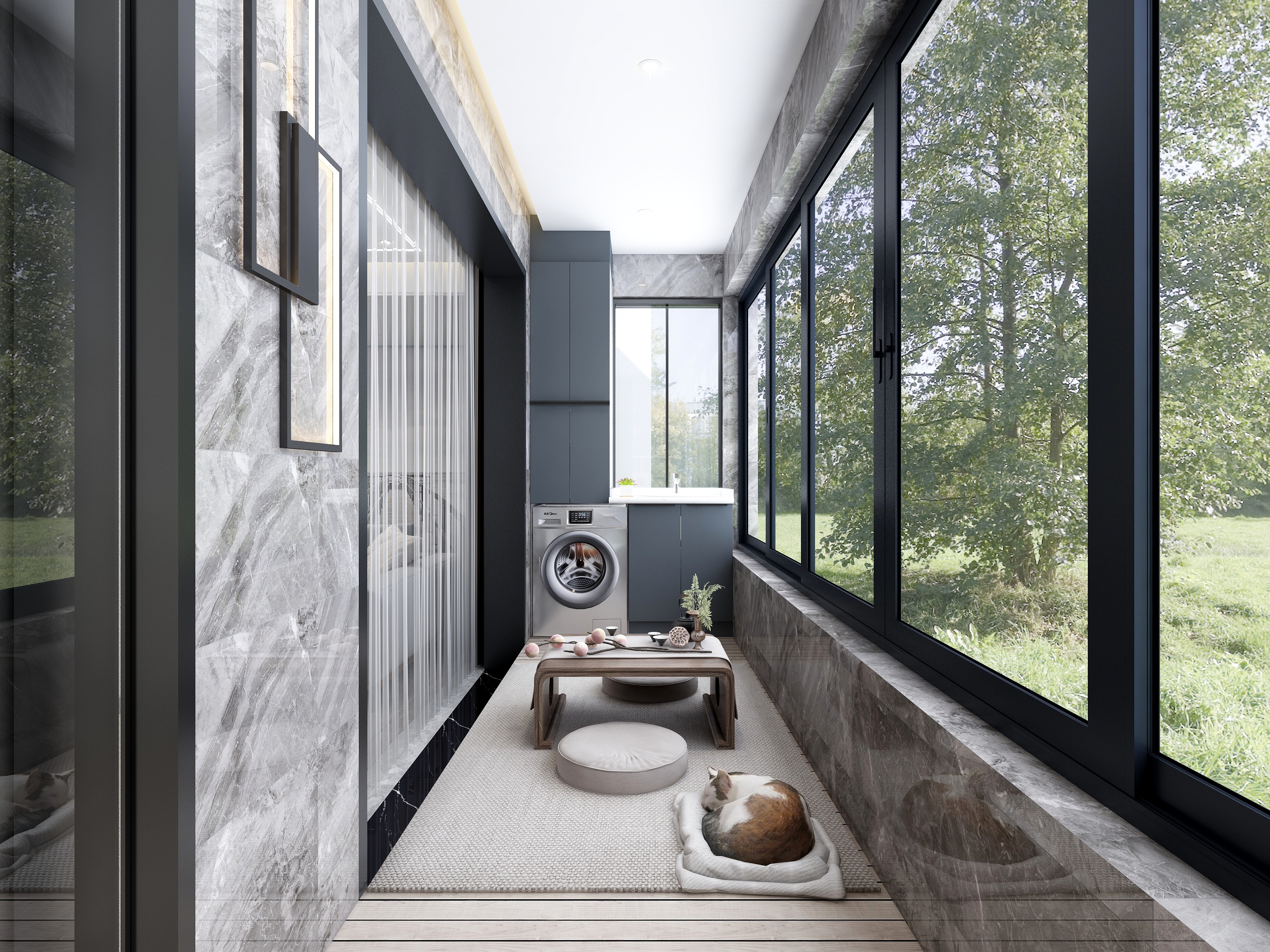 李青越-现代四居室装修效果图