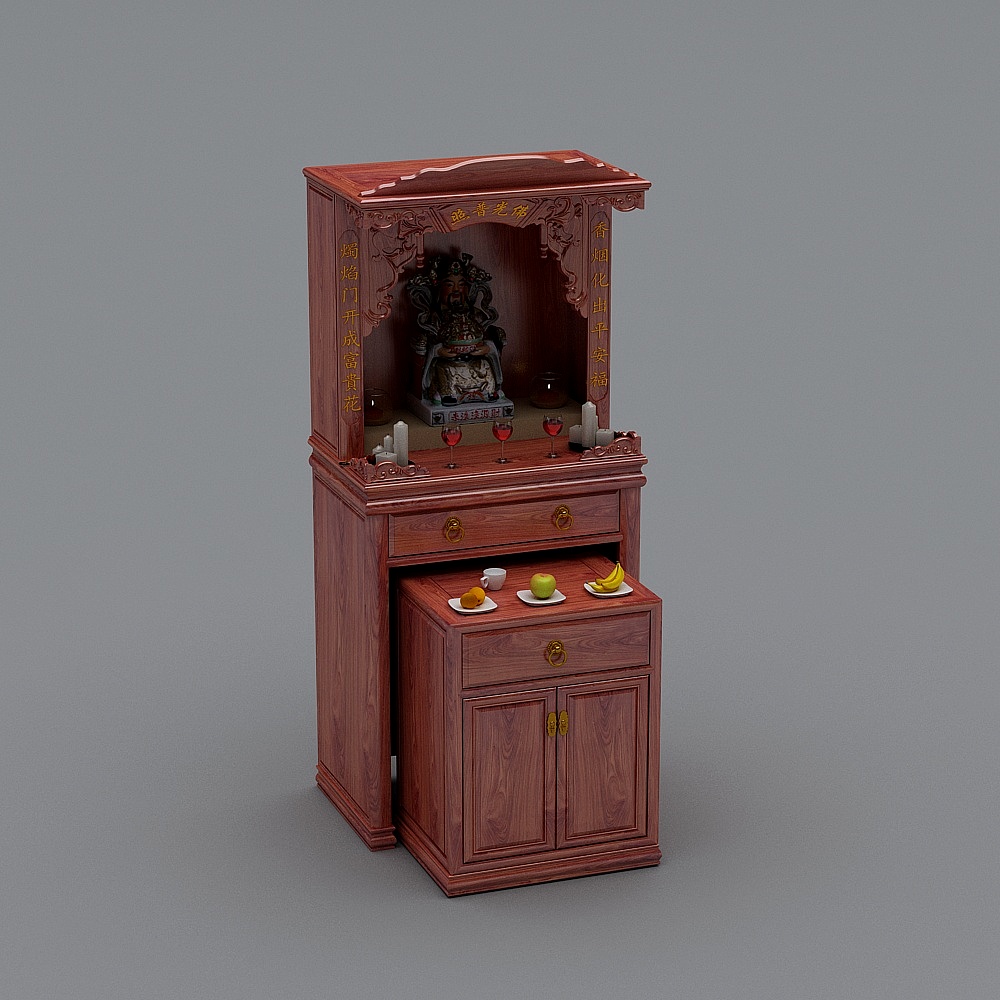 小众模型-中式佛龛柜