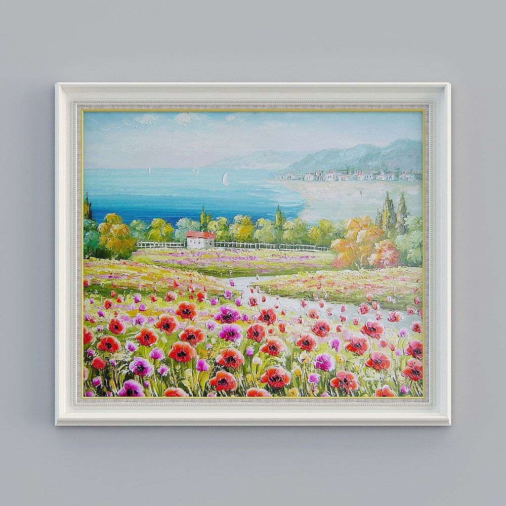 臣萱全屋配画-欧式玄关装饰画-洛可可-花海23D模型
