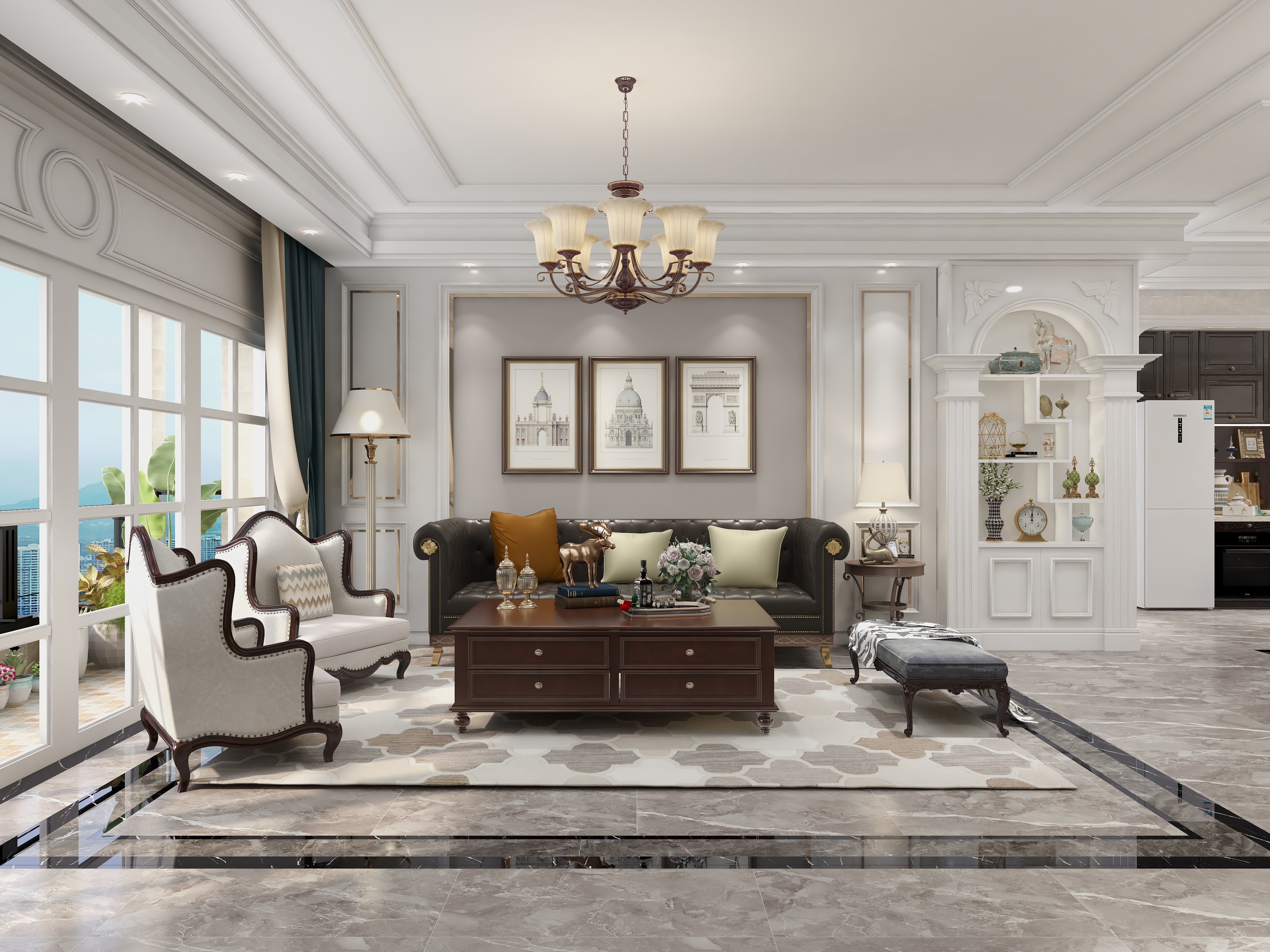 王思力-200平美式风格装修效果图