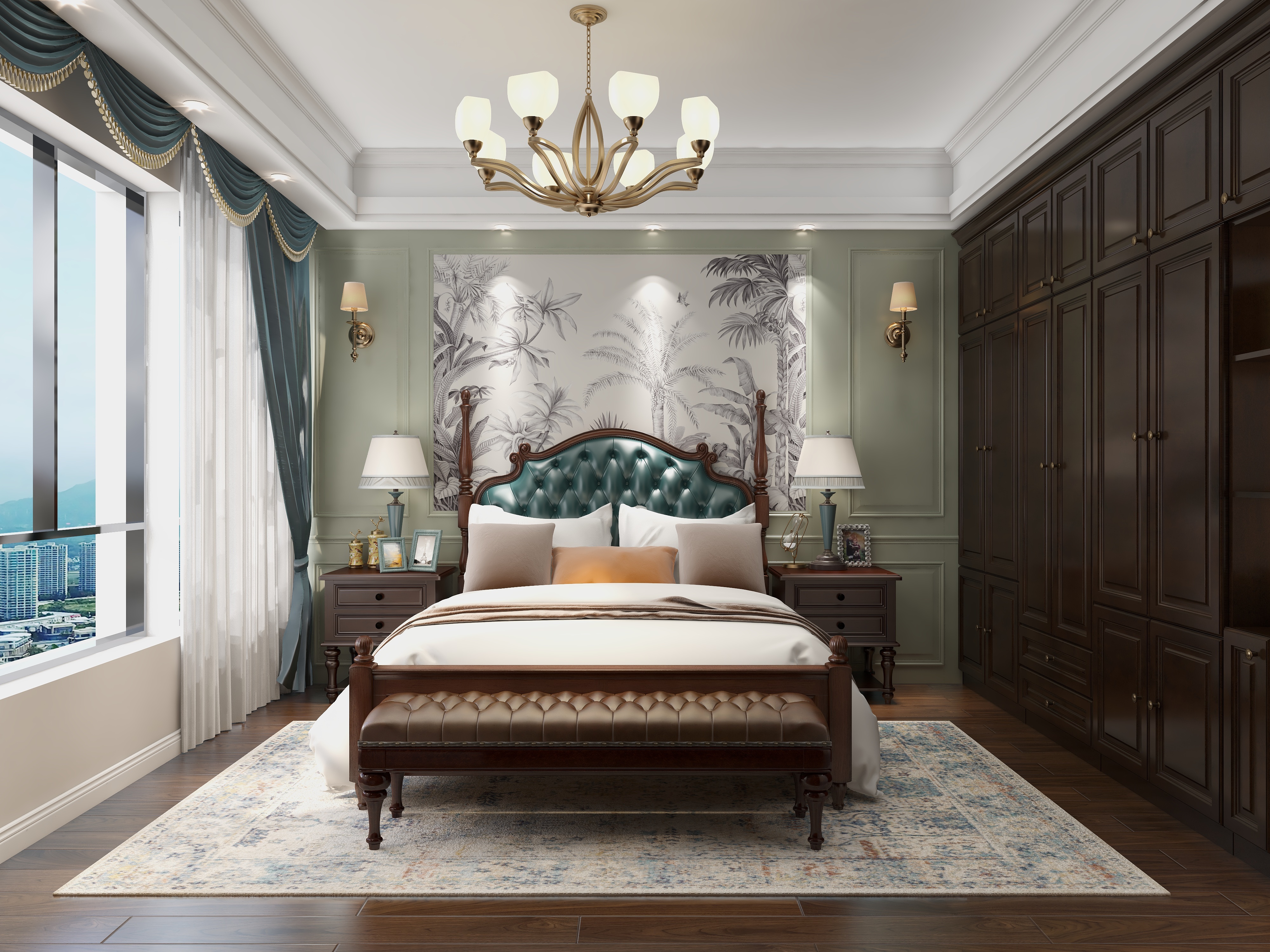 王思力-200平美式风格装修效果图