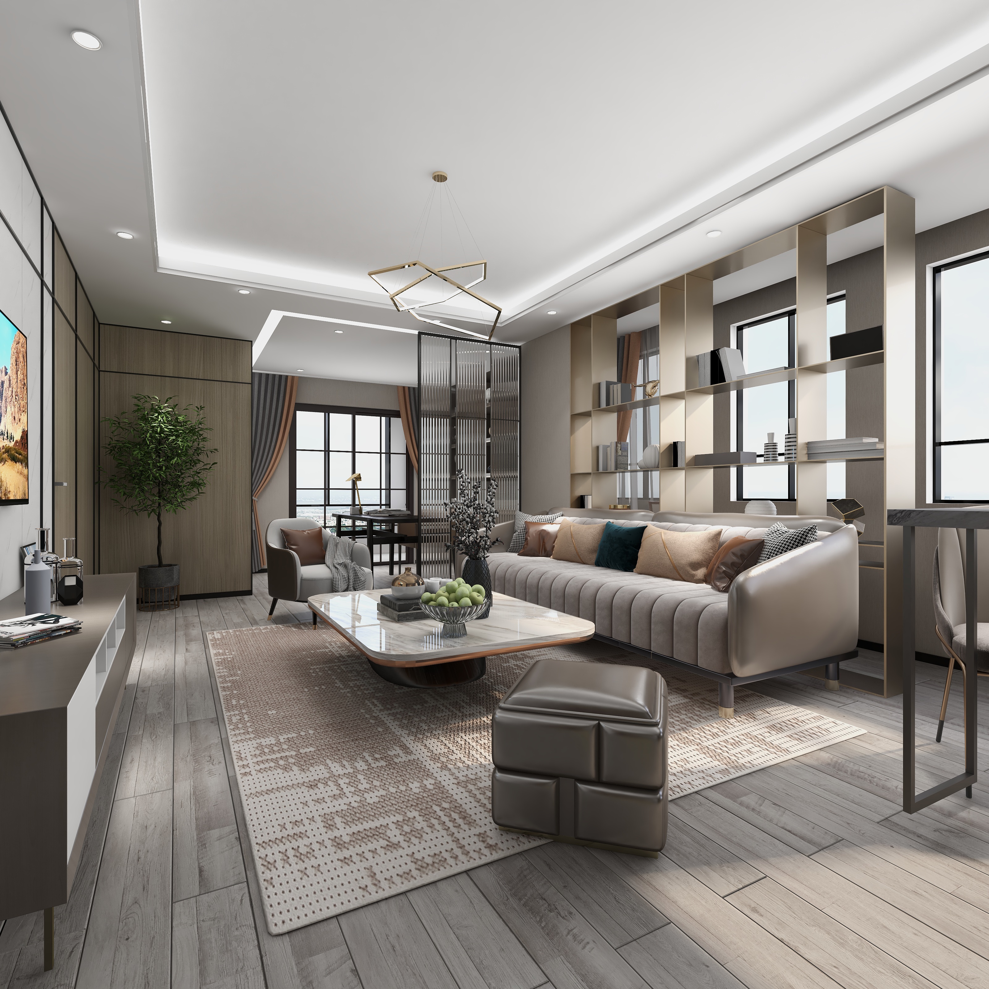 鲸彩工作室-瑞和园89.50㎡B户型3室2厅1卫-装修设计方案