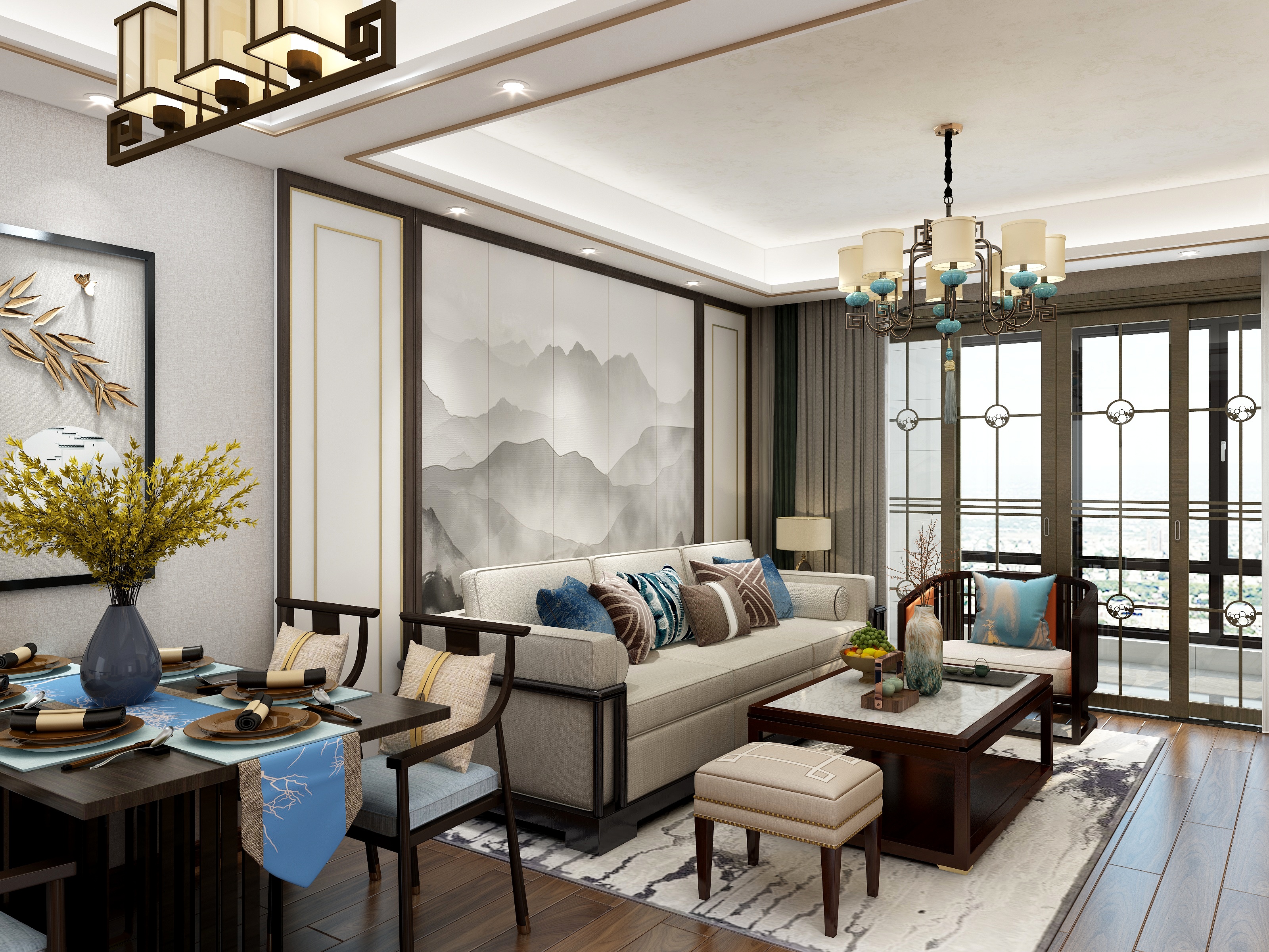 雅臣装饰设计-新中式-御龙湾装修效果图