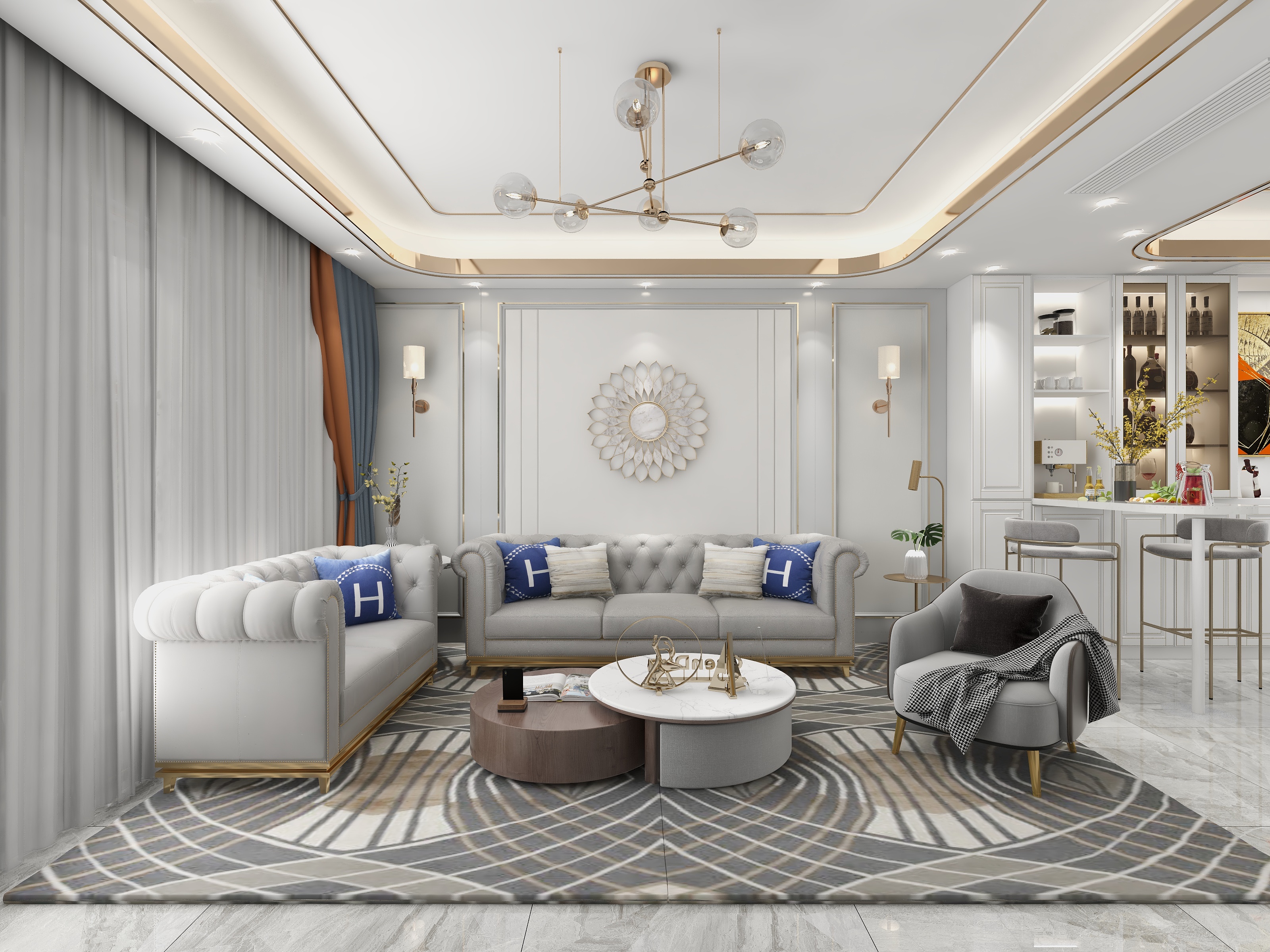 湛智华-美式轻奢174平3房装修效果图