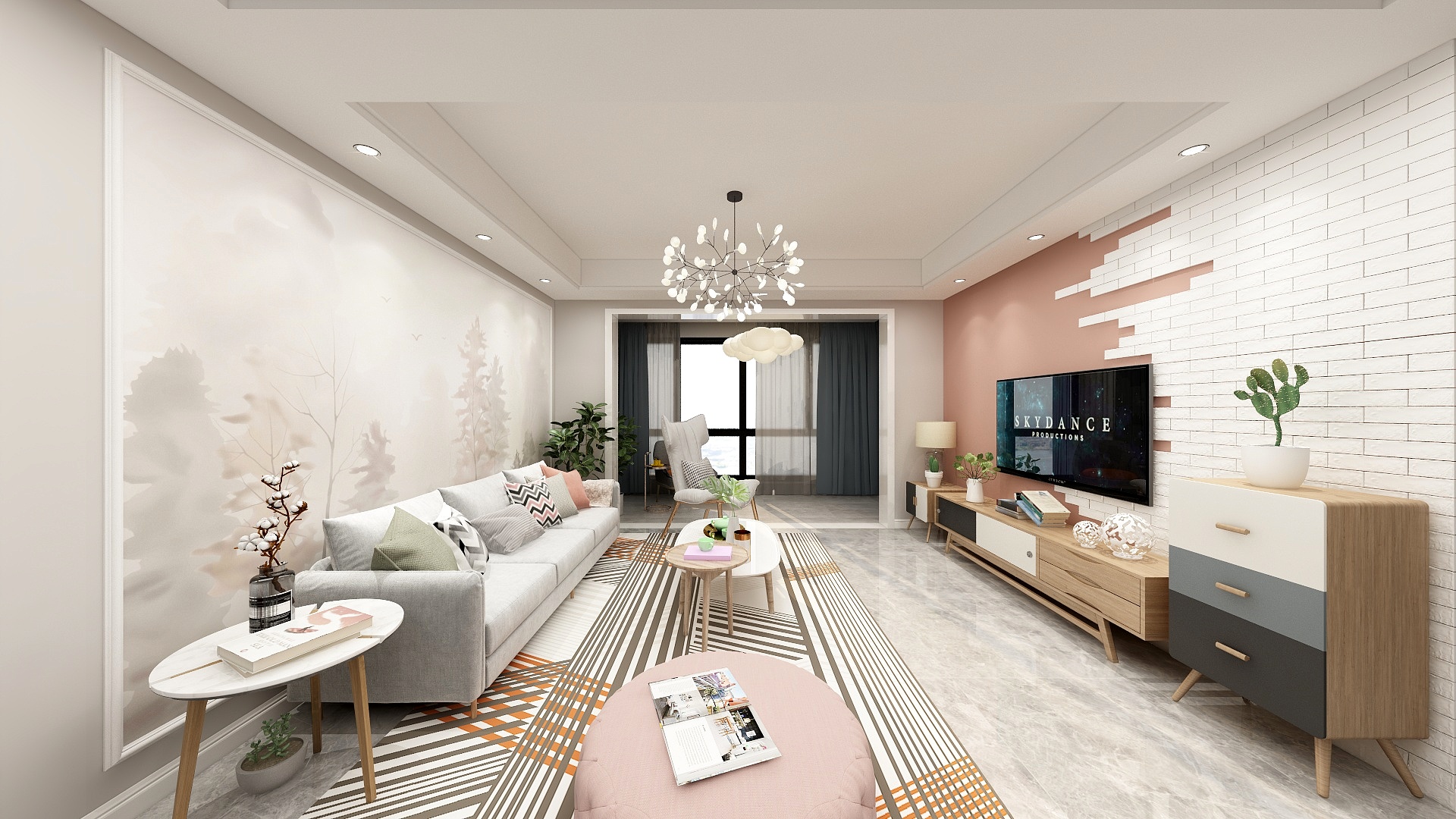 唐宇洋-东辰清雅庭D户型建面133.7㎡北欧装修效果图