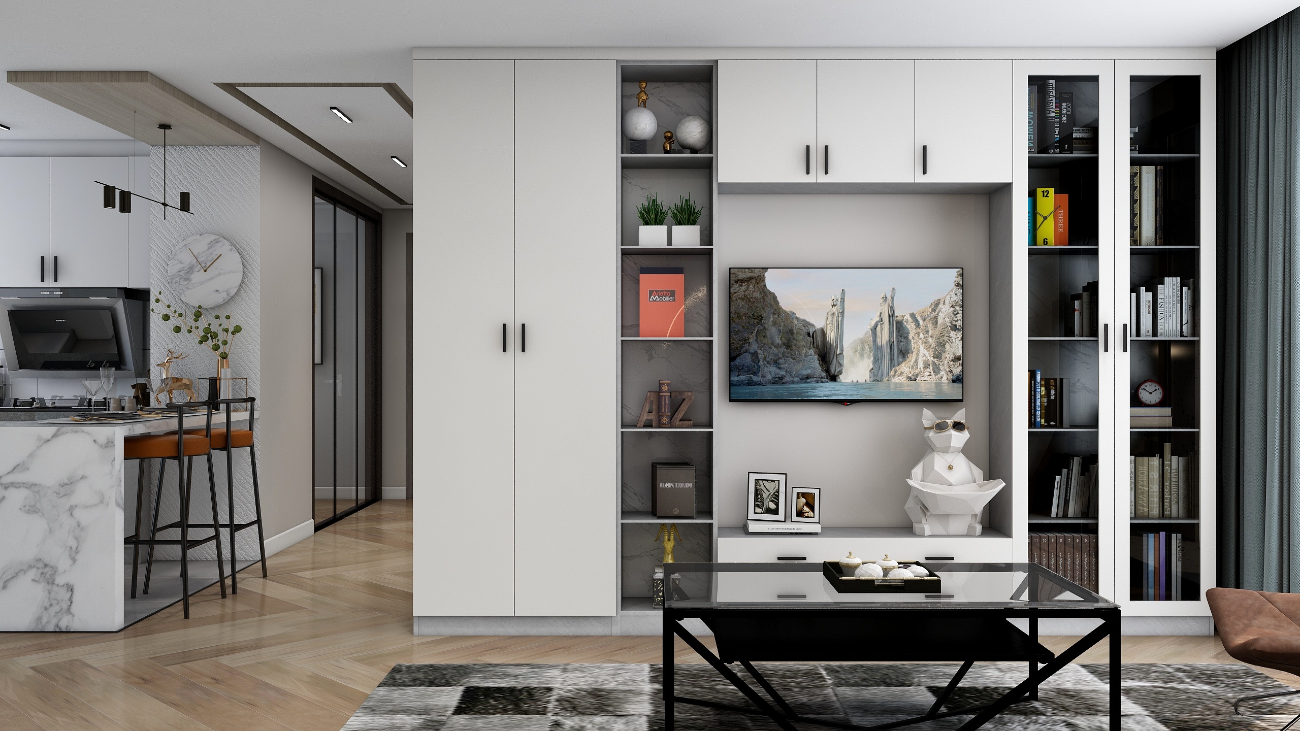 蓝钻石装饰-86方现代两居装修效果图