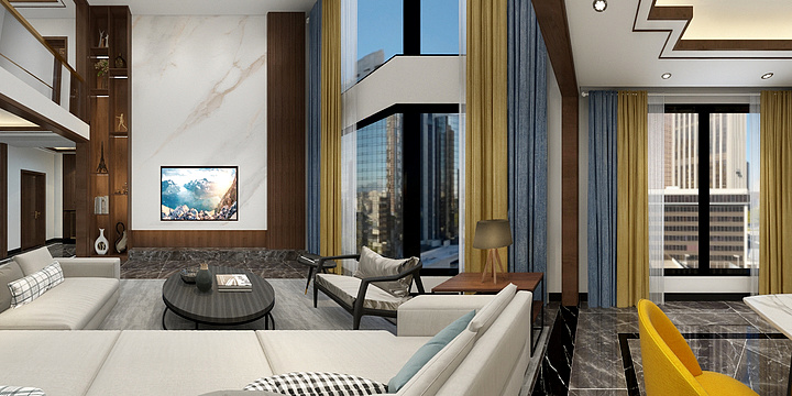 TATA木门茂名店-新中式复式别墅-装修设计方案