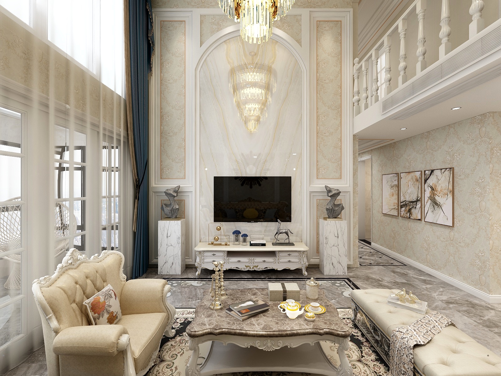 YIPIN123-维度装饰龙创滨江公园城法式样板间-装修设计方案