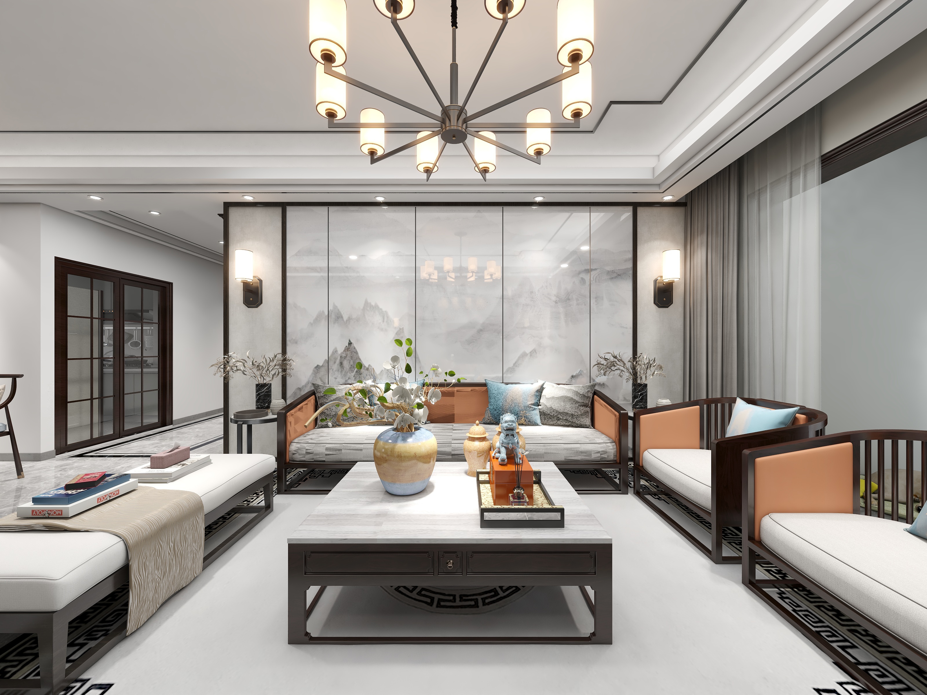 梅溪湖设wOli-软装表现02班新中式风格（墙、地、顶面设计）-装修设计方案