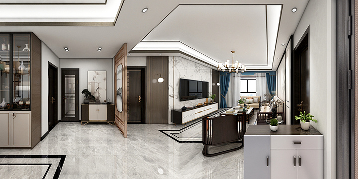 鹏辉室内设计师-启德华府新中式-装修设计方案