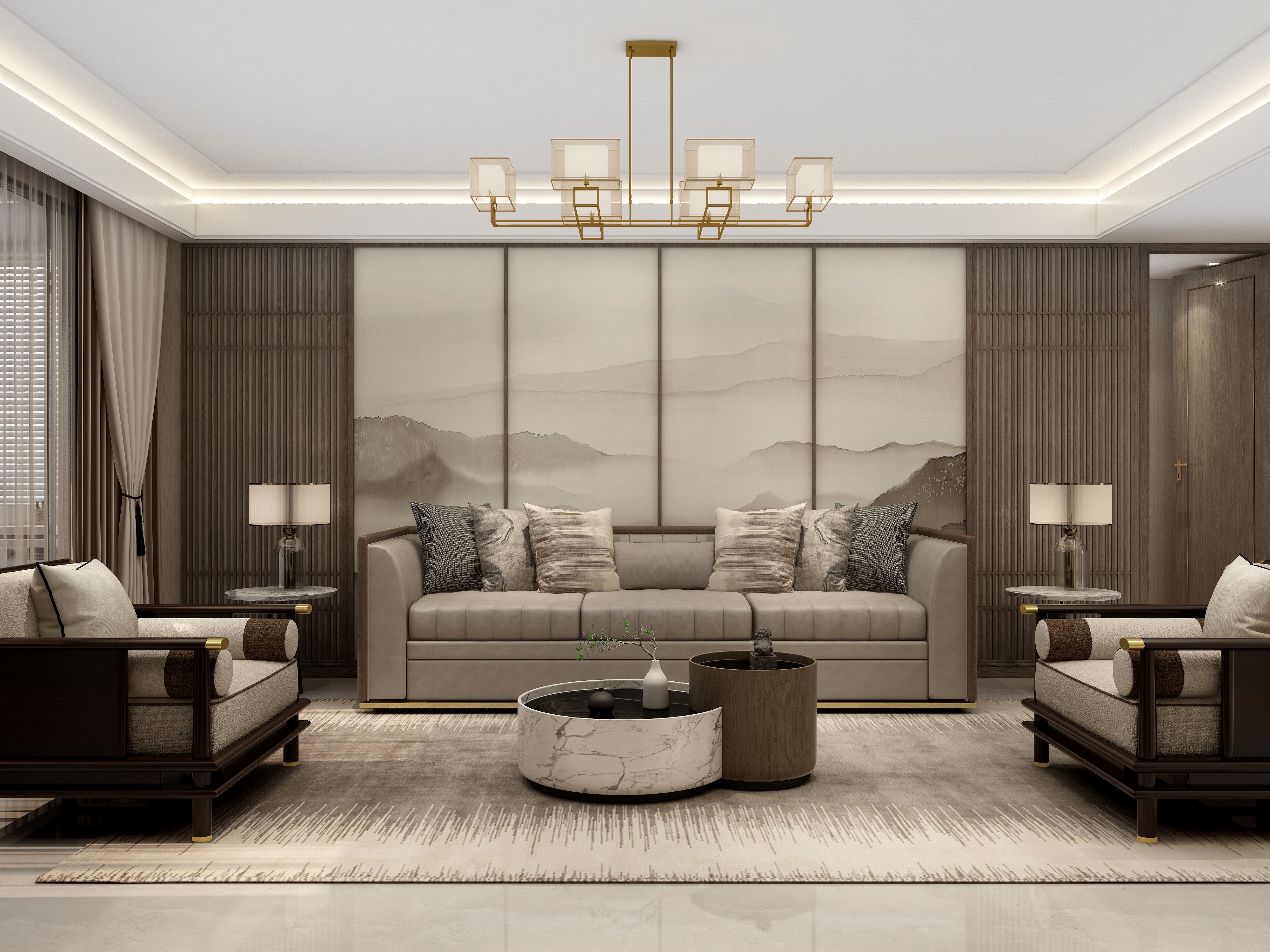 连瑞雪-202方新中式四居装修效果图