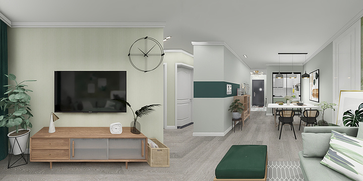 青岛海鹏家居建材有限公司-95㎡清新北欧风格-装修设计方案