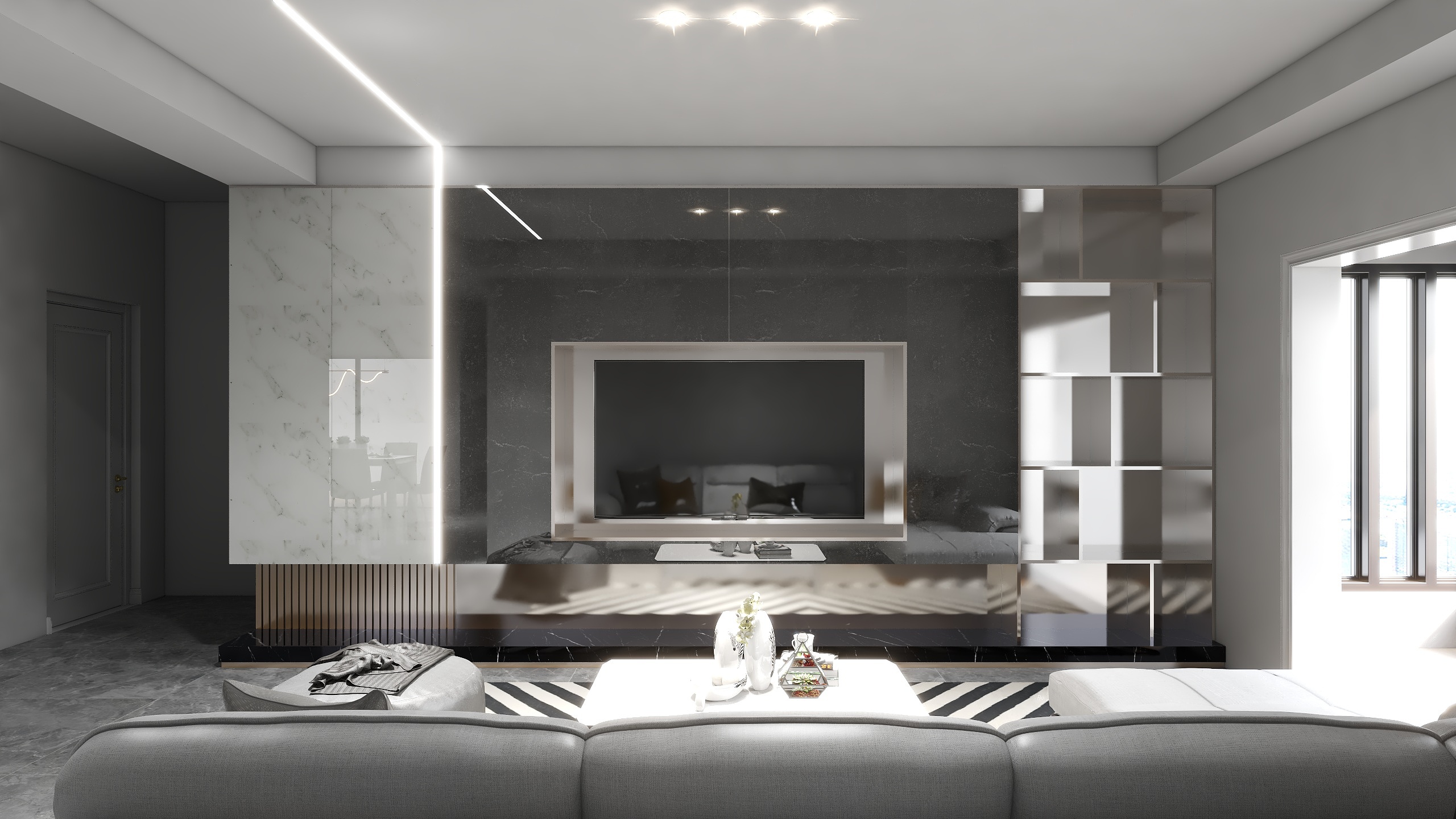 手绘未来式-黑白灰复式顶楼-装修设计方案