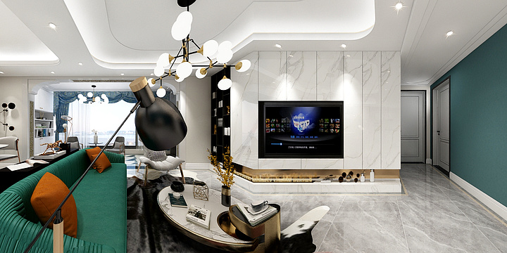 晓明空间设计事务所-康定新城雅居-北欧风格-建模CA-装修设计方案