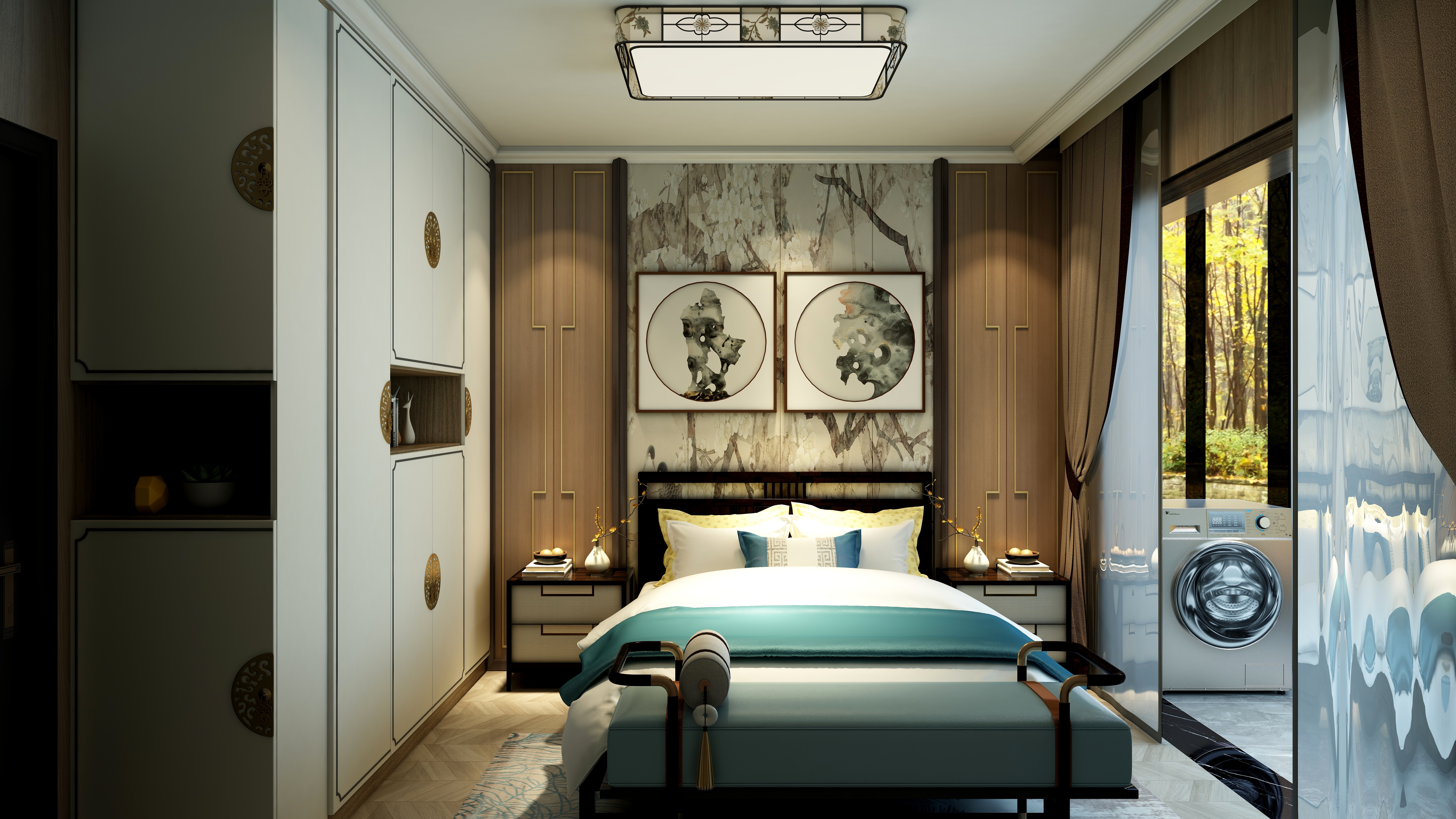 罗卓-新中式136平3居装修效果图