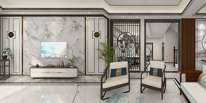 瓴富装饰-东乡区夏总新中式别墅-装修设计方案