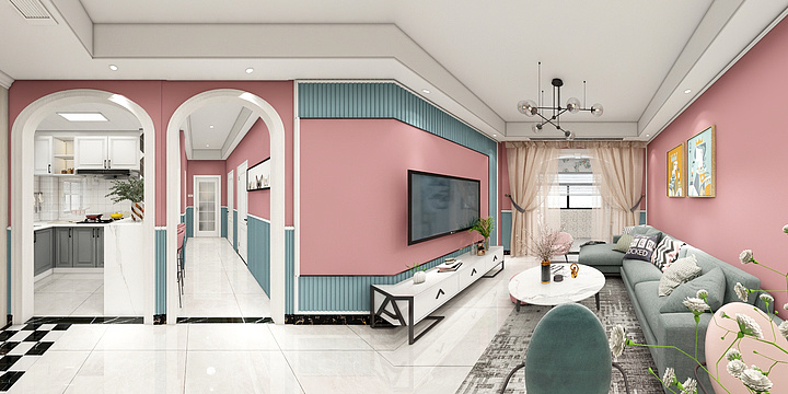 YJZS1-德信海德公园83.00㎡A2’3室2厅1卫1厨-装修设计方案