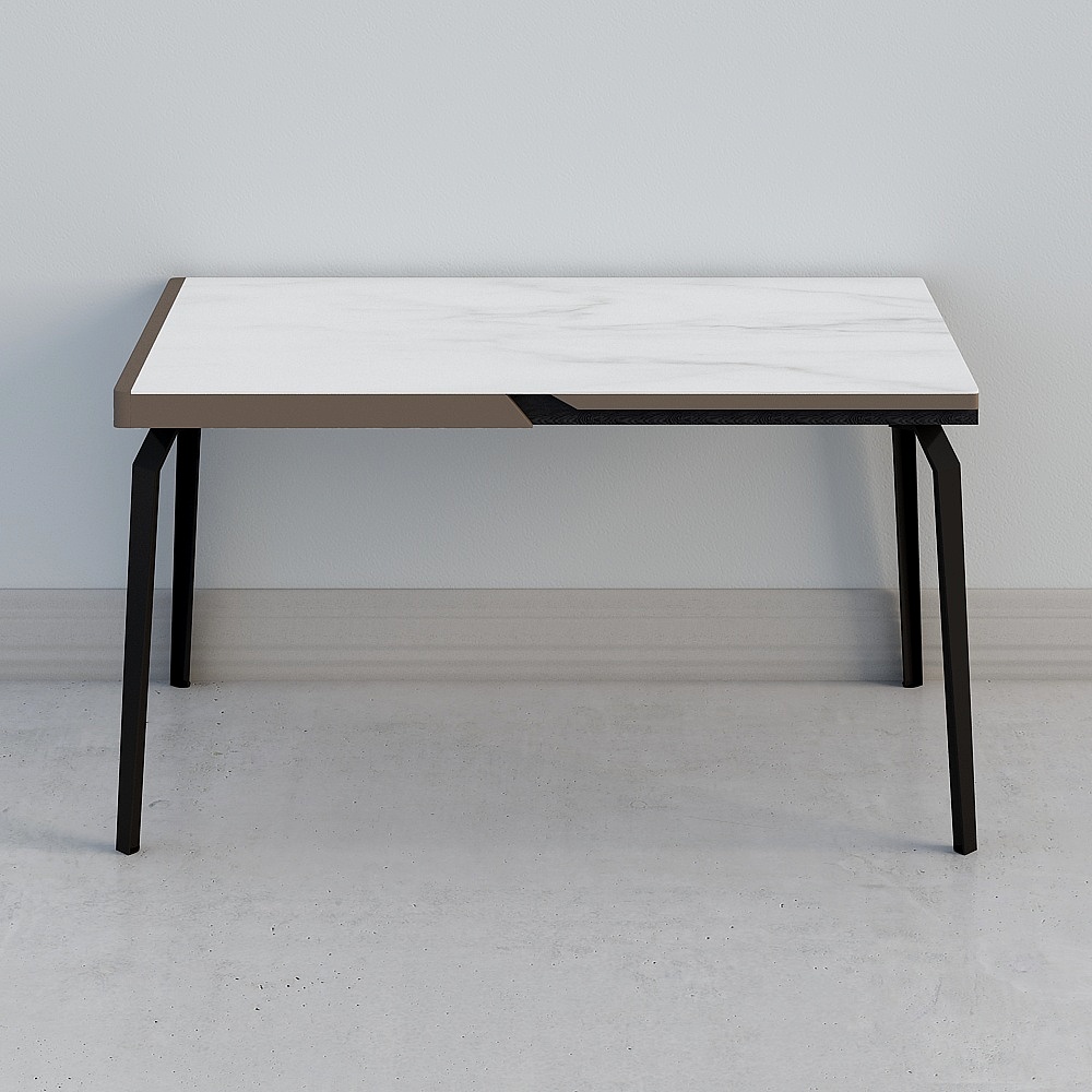 malmo马尔默意式简约瓷面黑砂底架14米长餐桌