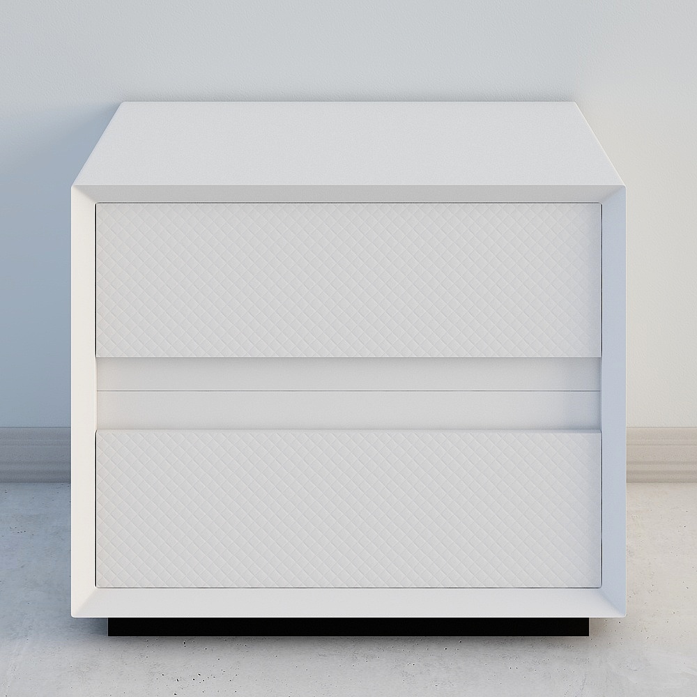 XM-白色双抽方形床头柜3D模型