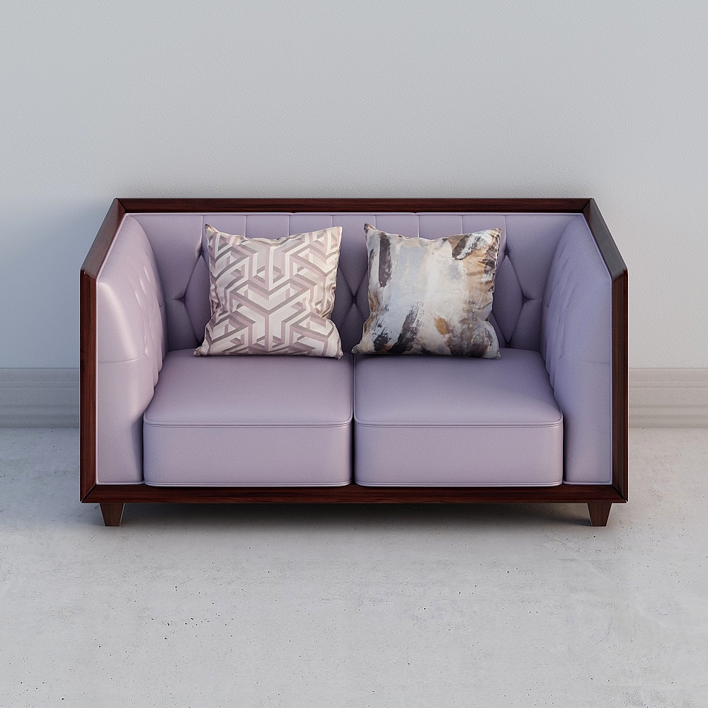 1718-123TZ1双人沙发-紫色3D模型