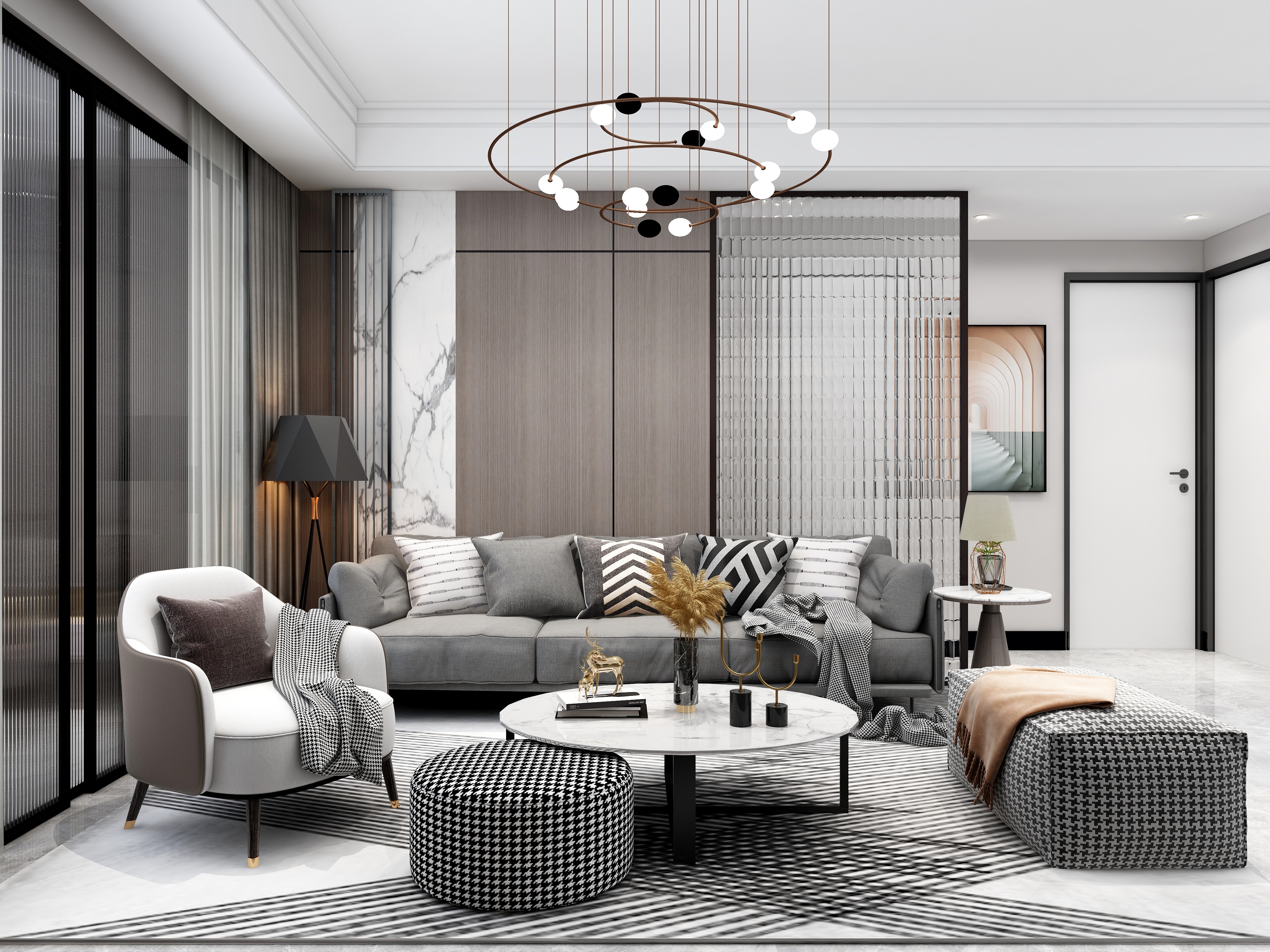 吴爽-现代简约两居装修效果图