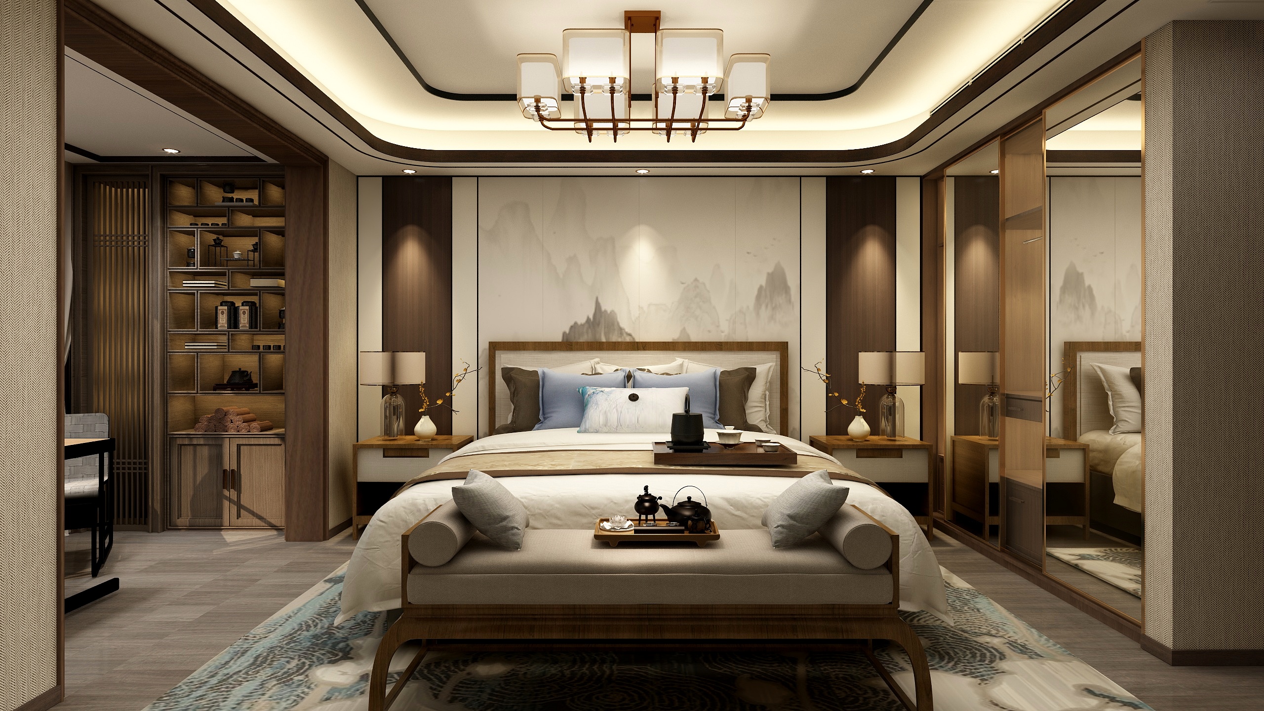 张煜强煜境设计-《新挑战》一400平米新中式底层复式三层装修效果图