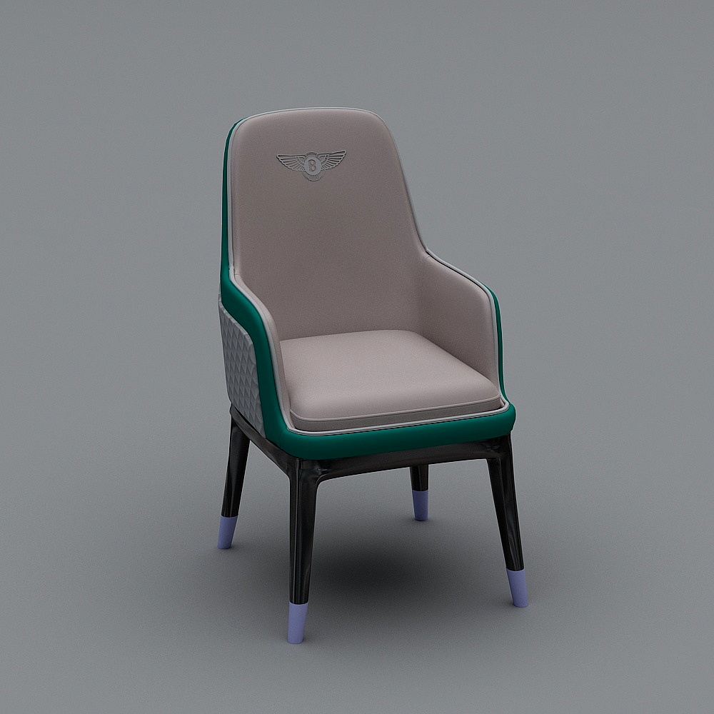 宾利椅子灰靠背绿座面3D模型