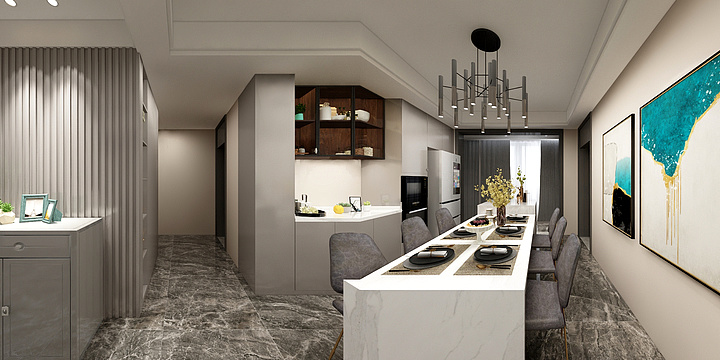 古水月青-客餐厅-装修设计方案