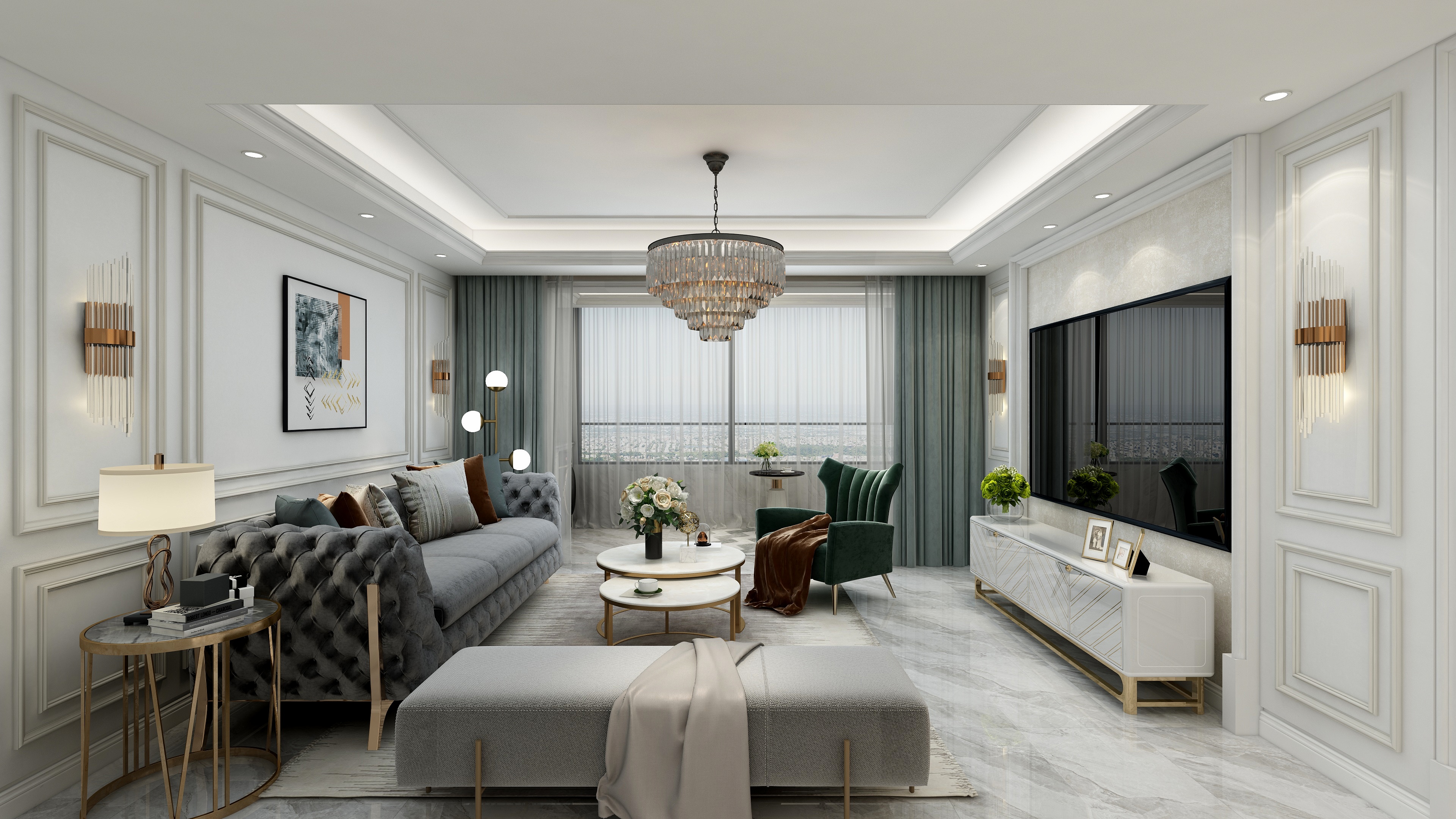 江苏区-海门2-美式轻奢装修效果图