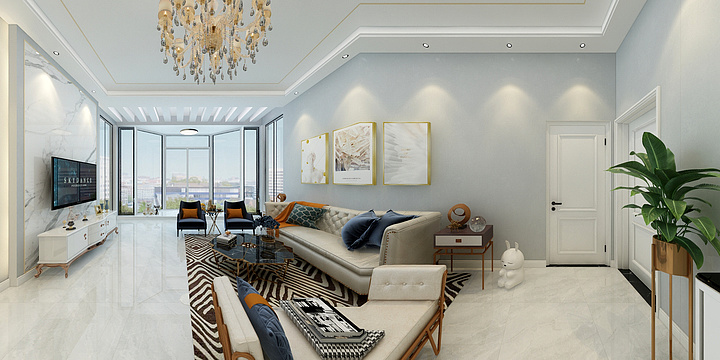 居上设计蒋源-礼州独栋别墅-客厅-装修设计方案