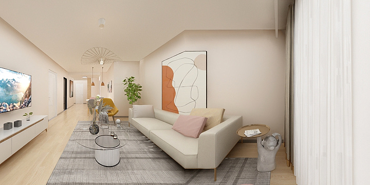 木易室内装饰设计-三室两厅两卫-北欧风格-暖色-装修设计方案