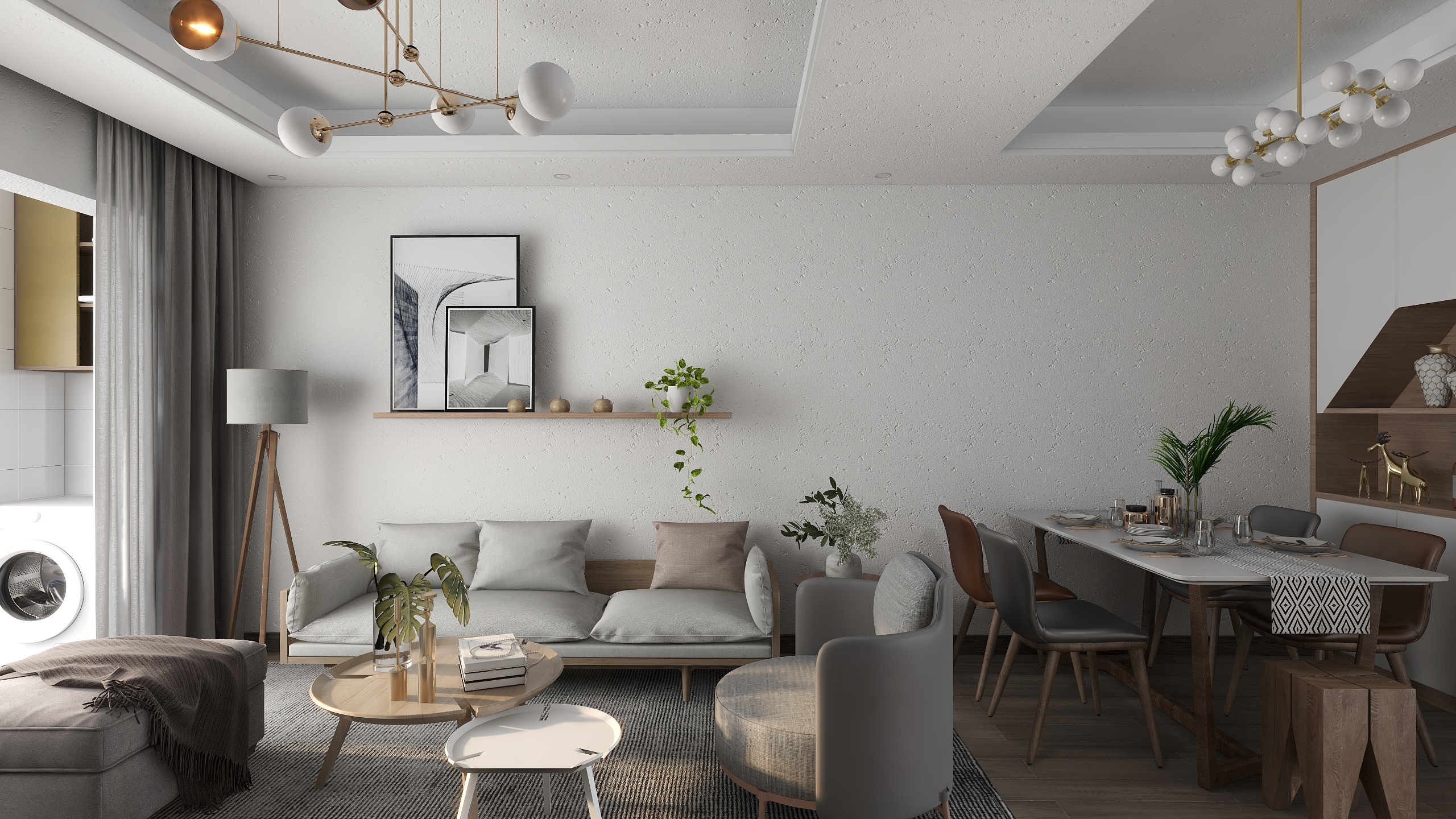 室内设计25-德信海德公园83.00㎡A2’3室2厅1卫1厨-装修设计方案