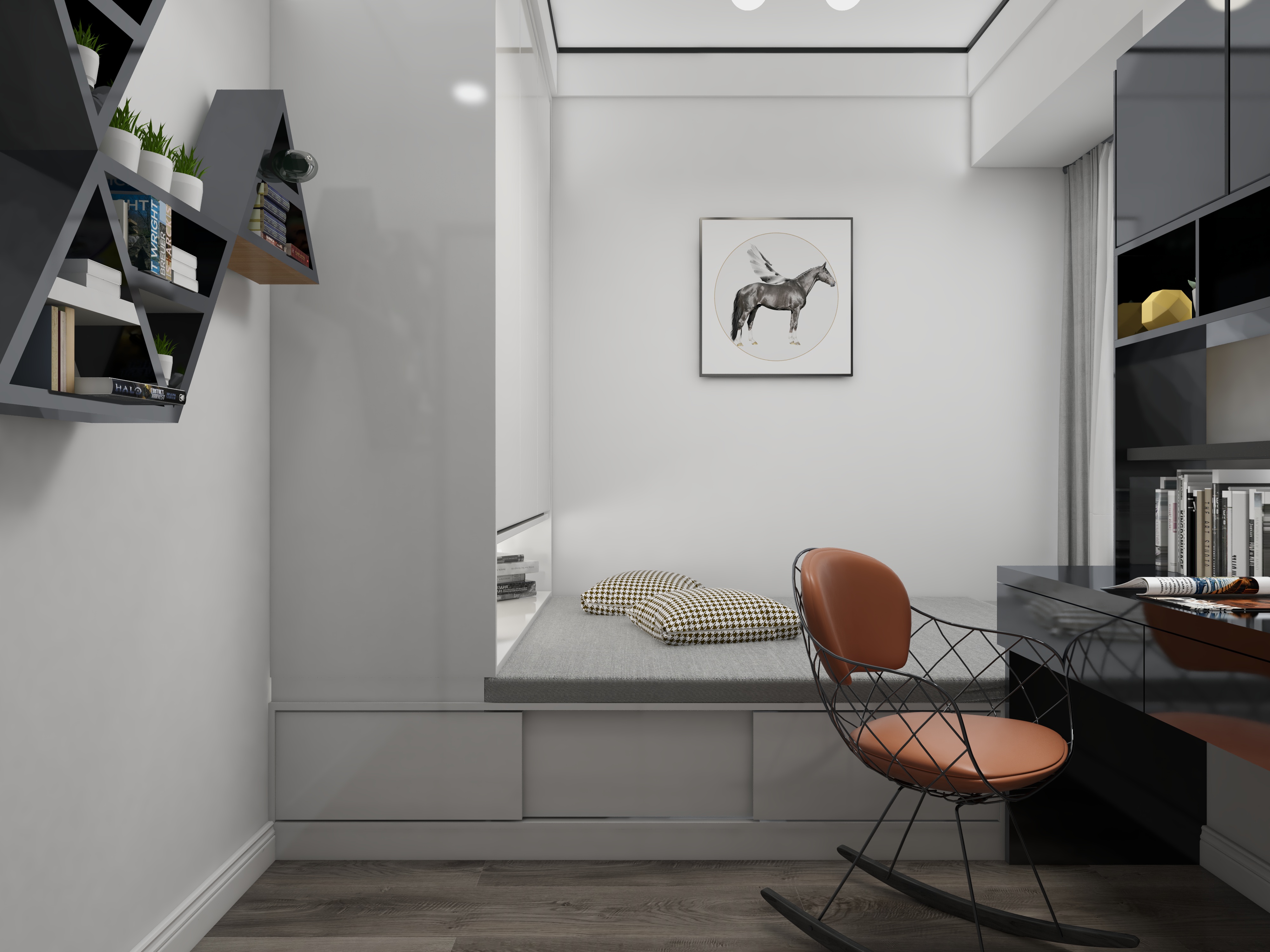 王思力-四居室--现代黑白灰风格装修效果图