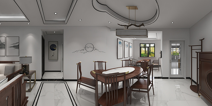 森筑设计李建领-恒丰理想城146平-新中式-装修设计方案