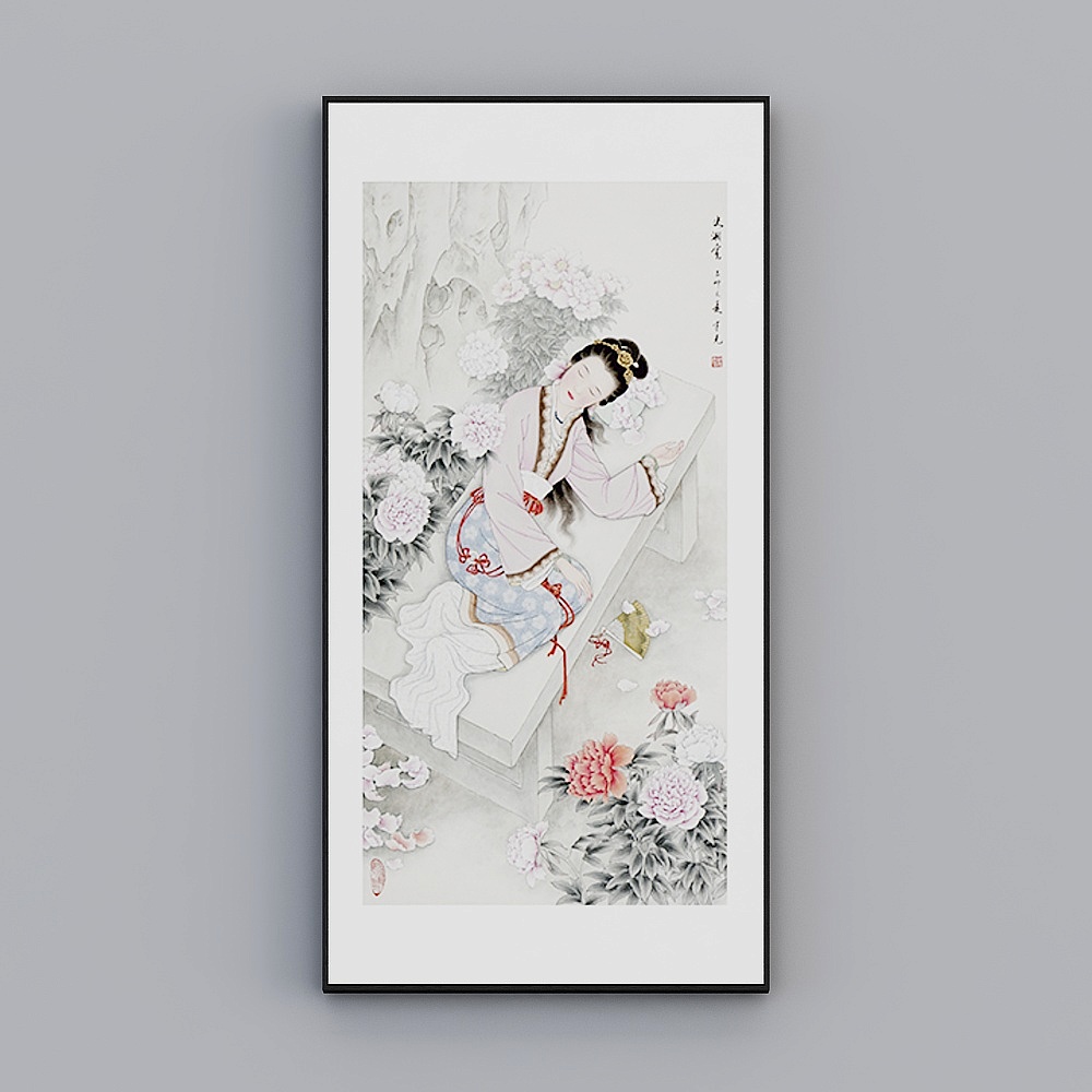臣萱全屋配画-现代中式客厅玄关装饰画-单幅- 金陵十二钗H