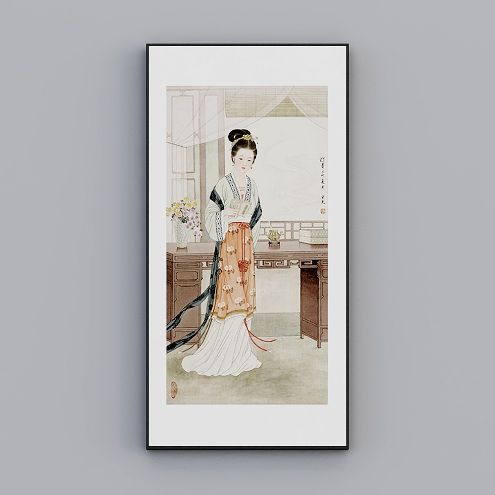 臣萱全屋配画-现代中式客厅玄关装饰画-单幅- 金陵十二钗L