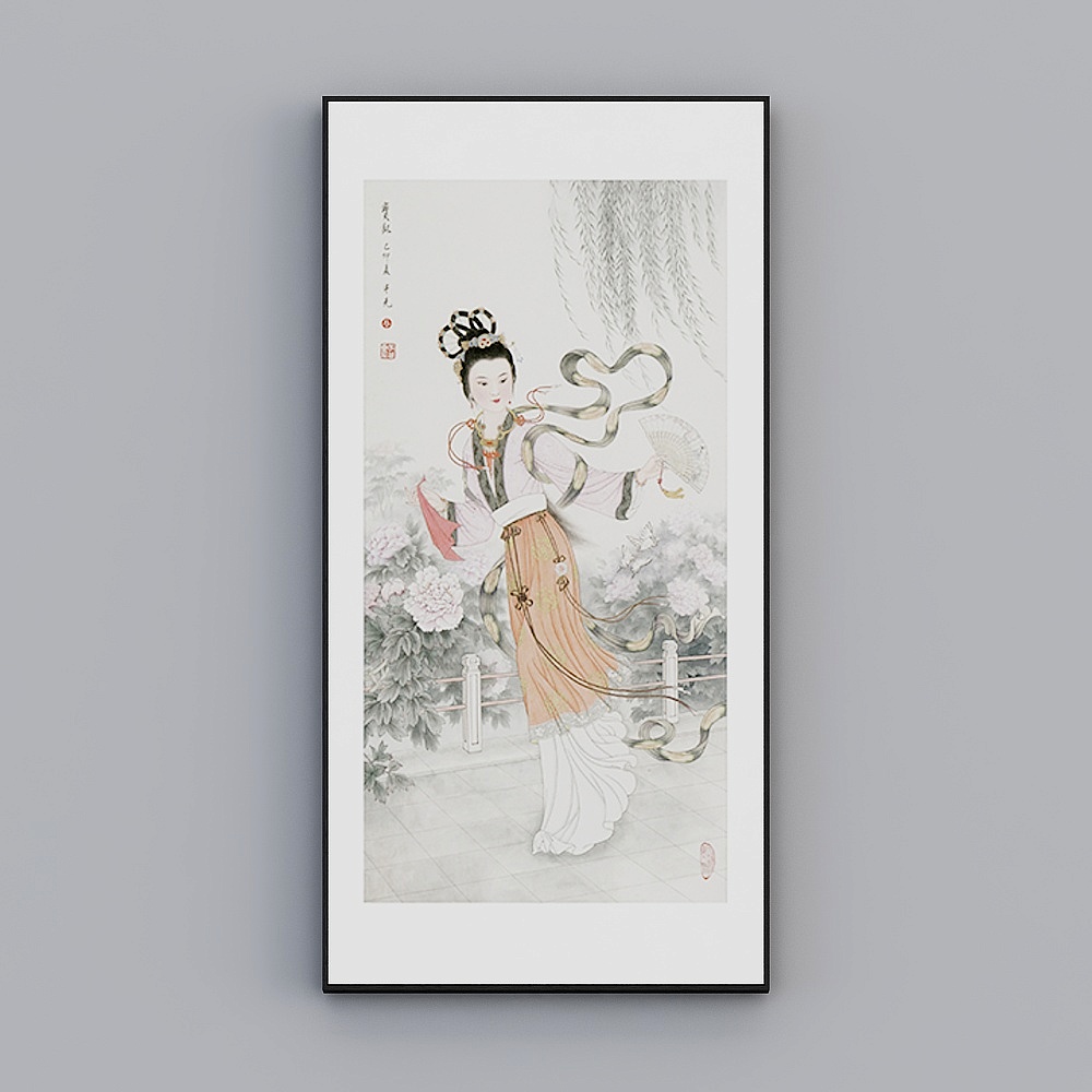 臣萱全屋配画-现代中式客厅玄关装饰画-单幅- 金陵十二钗E3D模型